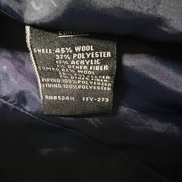 Kensie Navy Tweed Long Wool Blend Pea Coat Sz M - Picture 8 of 8